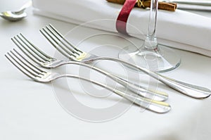 3 forks on a wedding table