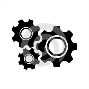 3 gear mechanism and settings vector icon in white background