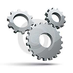 3 gears 3d vector icon.