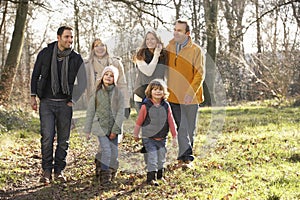 3 Generation family on country walk in winter