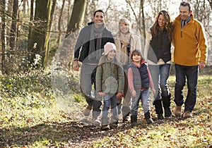 3 Generation family on country walk in winter