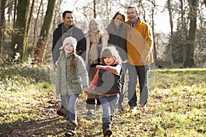 3 Generation family on country walk in winter