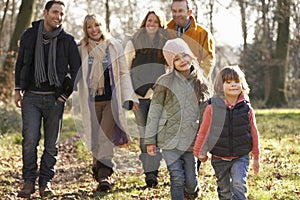 3 Generation family on country walk in winter