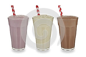 3 glasses of milkshake