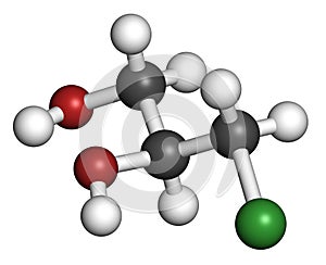 3-MCPD carcinogenic food by-product molecule. Produced when hydrochloric acid is added to food to speed up protein hydrolysis. 3D