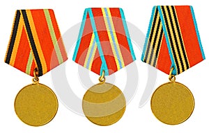 3 medals without inscriptions on a white background