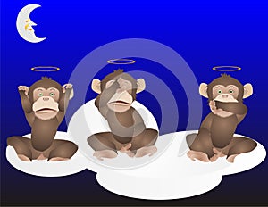 3 Monkeys, See, hear and speak no evil..