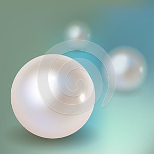 3 Pearls vector bokeh with shadow on a blue bokeh fog background