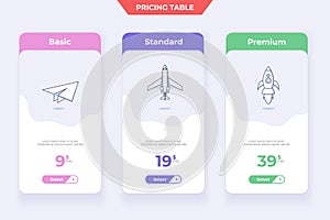 3 Plan Pricing Table Template Design