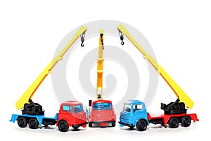 3 Plastic Bedford Crane Trucks