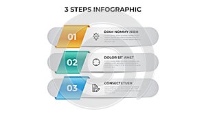 3 points of steps diagram, vertical list layout, infographic template vector