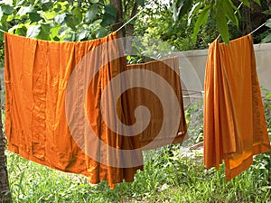 Buddhist monks robes hanging