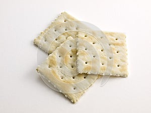 3 Salted stacked Crackers on white