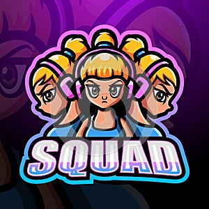 3 squad girls esport logo design