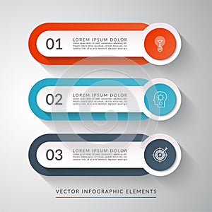3-step process chart for infographics. Colorful vector template that can be used for diagram, chart, graph, web design.