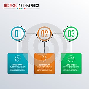 3 steps infographics for business presentation. Vector infographic template with 3 options, levels, parts, or processes. Workflow