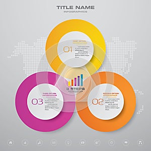 3 steps infographics chart design element. For data presentation.