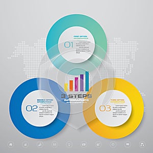 3 steps simple&editable process chart infographics element.