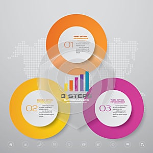 3 steps simple&editable process chart infographics element.