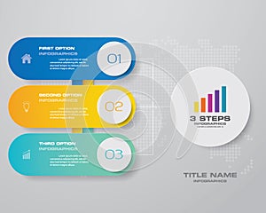 3 steps simple&editable process chart infographics element.