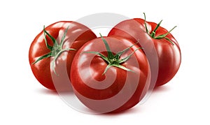 3 tomato horizontal composition on white background