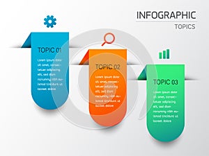 3 Topics or steps process color graphic elements infographic