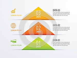 3 triangle timeline infographic options paper template with data