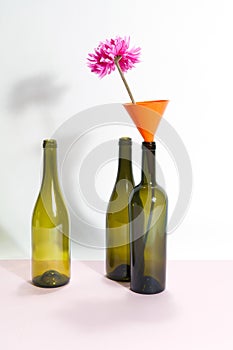 3 wacky still life bottle and flower