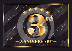 3 Year Anniversary Celebration Vector Logo. 3rd Anniversary.