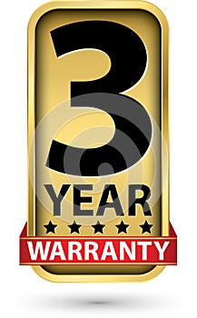 3 year warranty golden label, vector illustration