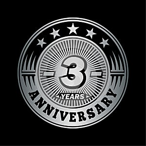 3 years anniversary celebration. 3rd anniversary logo design. Three years logo.
