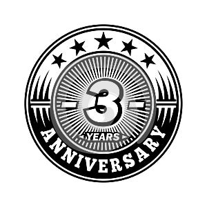 3 years anniversary celebration. 3rd anniversary logo design. Three years logo.