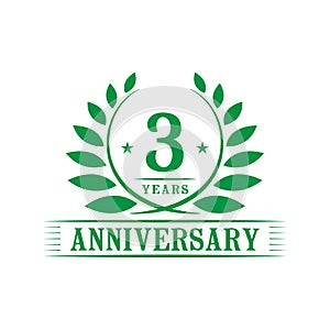 3 years anniversary celebration logo. 3rd anniversary luxury design template. Vector and illustration.