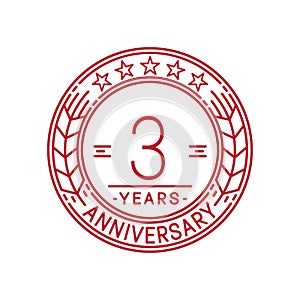 3 years anniversary celebration logo template. 3rd line art vector and illustration.