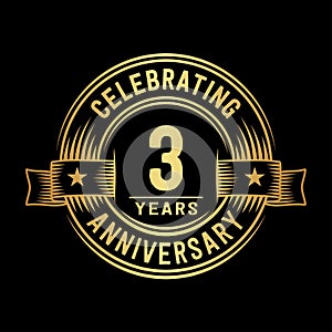 3 years anniversary celebration logotype. 3rd years logo. Vector and illustration.