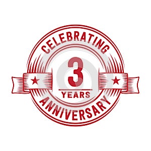 3 years anniversary celebration logotype. 3rd years logo. Vector and illustration.