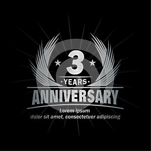 3 years anniversary. Elegant anniversary design. 3rd years logo.