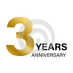 3 years anniversary gold icon vector for graphic design, logo, website, social media, mobile app, UI illustration