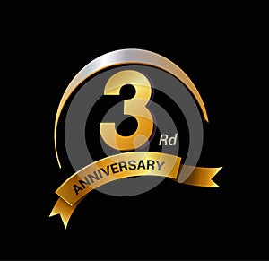 3 years golden with swoosh anniversary logo celebration