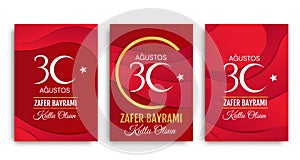 30 agustos, zafer bayrami vector illustration. 30 August, Set of Turkey Victory Day celebration cards. Graphic for