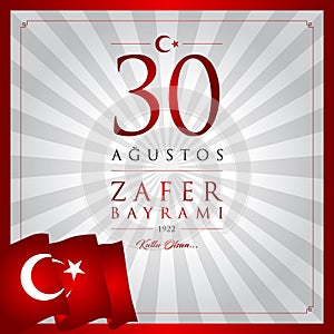 30 August, Victory Day Turkey celebration card.