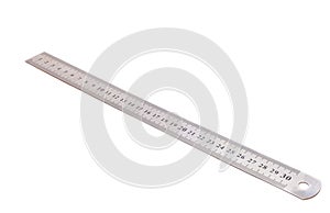 30 centimeters iron ruler on white background isolated