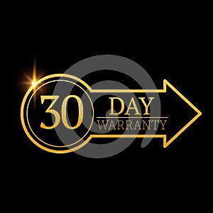 30 day warranty logo with golden shield