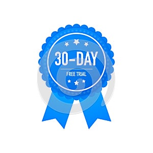 30 days free trial label, badge, sticker. Software promotions for free downloads. It can be used for application.