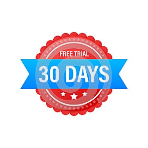 30 days free trial label, badge, sticker. Software promotions for free downloads. It can be used for application. Vector