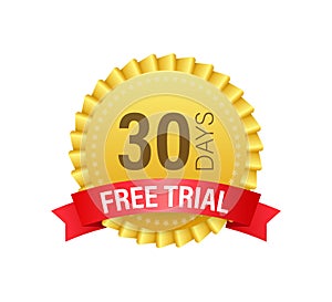 30 days free trial label, badge, sticker. Software promotions for free downloads. It can be used for application. Vector
