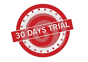 30 days trial text on red stamp vector design