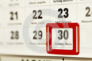 30 december marked on the calendar photo