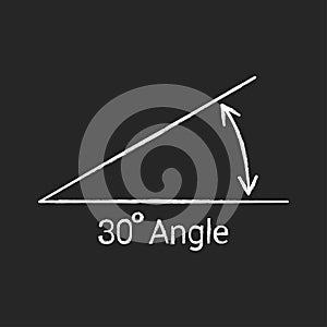 30 degree angle chalk icon, isolated icon with angle symbol and text