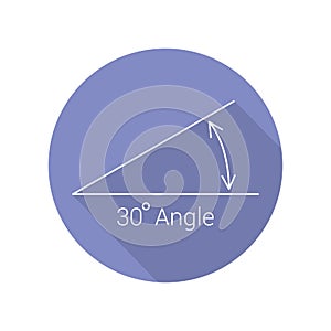 30 degree angle flat icon, isolated icon with angle symbol and text